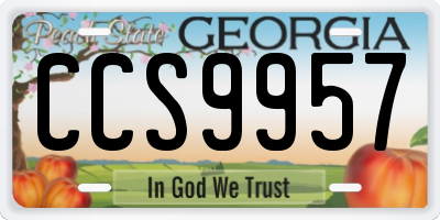 GA license plate CCS9957