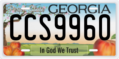GA license plate CCS9960