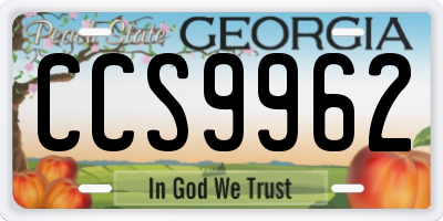 GA license plate CCS9962
