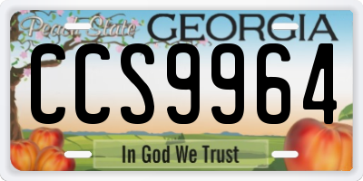 GA license plate CCS9964