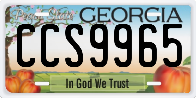 GA license plate CCS9965