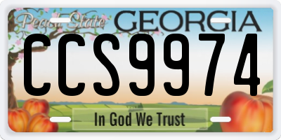 GA license plate CCS9974