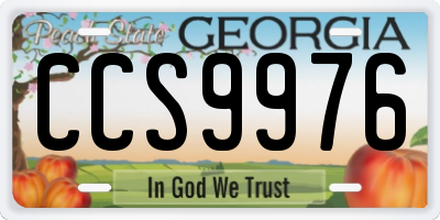 GA license plate CCS9976