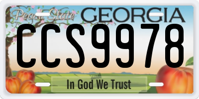 GA license plate CCS9978