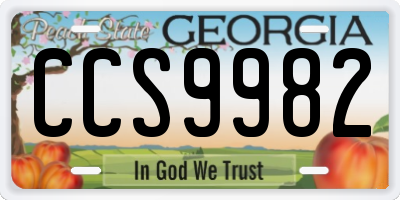 GA license plate CCS9982