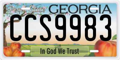 GA license plate CCS9983
