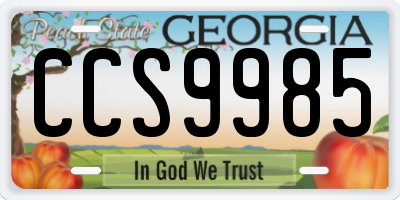GA license plate CCS9985