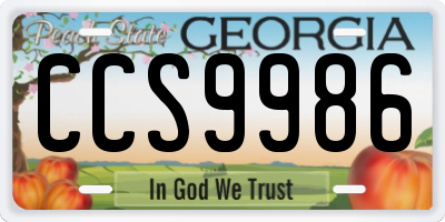 GA license plate CCS9986