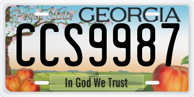 GA license plate CCS9987