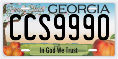 GA license plate CCS9990