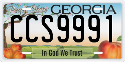 GA license plate CCS9991