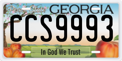 GA license plate CCS9993