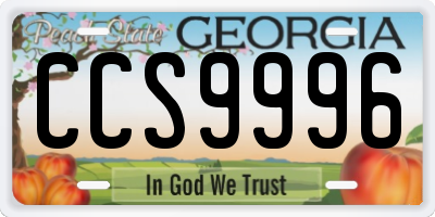 GA license plate CCS9996