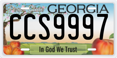 GA license plate CCS9997
