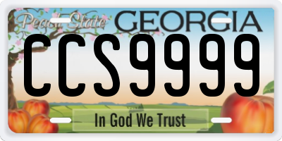 GA license plate CCS9999