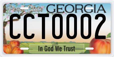 GA license plate CCT0002