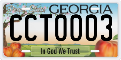 GA license plate CCT0003