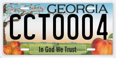 GA license plate CCT0004