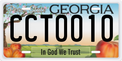 GA license plate CCT0010