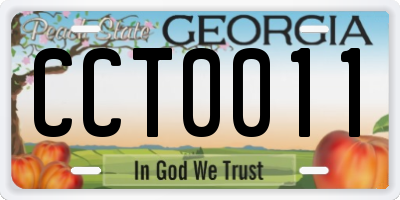 GA license plate CCT0011