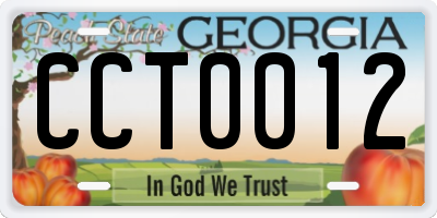 GA license plate CCT0012