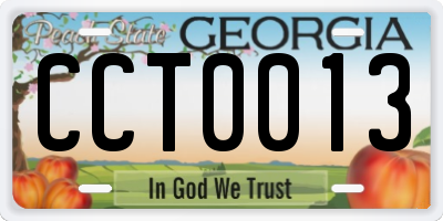 GA license plate CCT0013