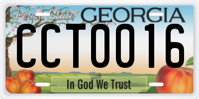 GA license plate CCT0016