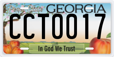 GA license plate CCT0017