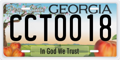 GA license plate CCT0018