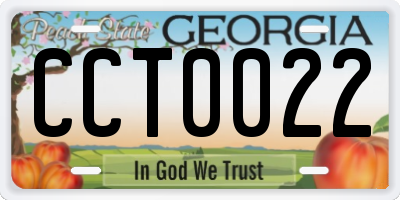 GA license plate CCT0022