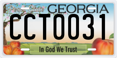 GA license plate CCT0031