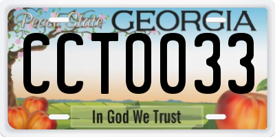 GA license plate CCT0033