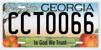 GA license plate CCT0066