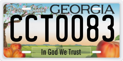 GA license plate CCT0083