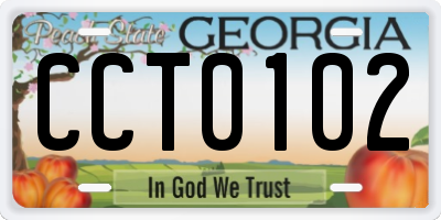 GA license plate CCT0102