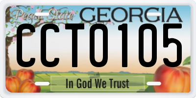GA license plate CCT0105