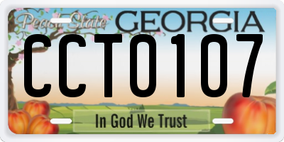GA license plate CCT0107