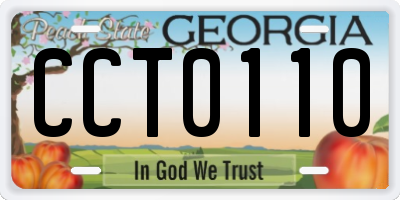 GA license plate CCT0110