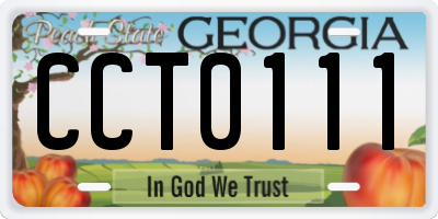 GA license plate CCT0111