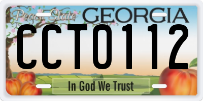 GA license plate CCT0112