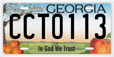 GA license plate CCT0113