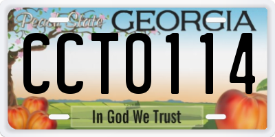 GA license plate CCT0114