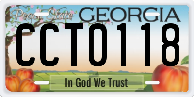 GA license plate CCT0118