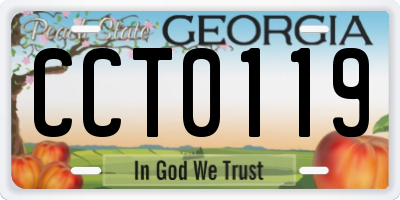GA license plate CCT0119