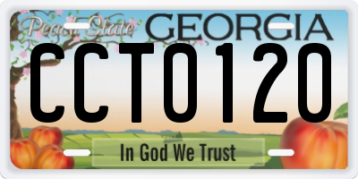 GA license plate CCT0120