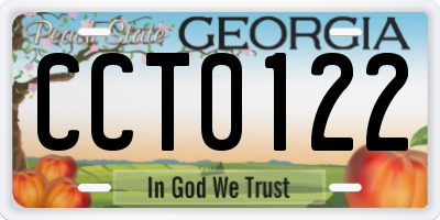 GA license plate CCT0122