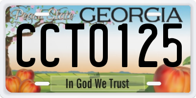 GA license plate CCT0125