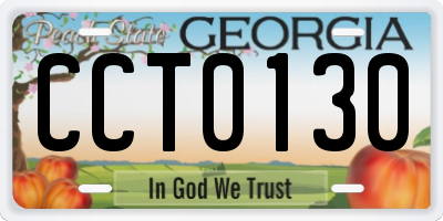 GA license plate CCT0130