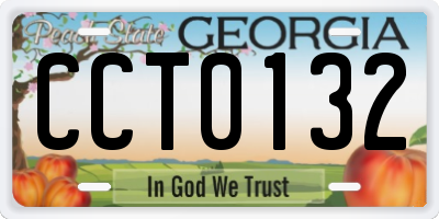 GA license plate CCT0132