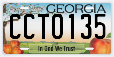 GA license plate CCT0135